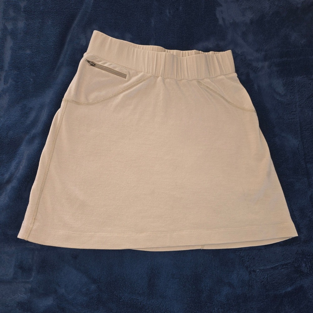 Ibex Womens Tan Merino Wool Blend Athletic Skirt Small Zip Pocket Made in USA